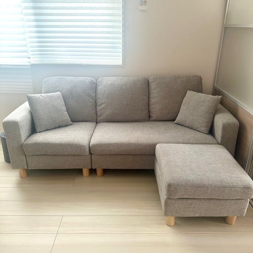 美品　3人掛けソファ　グレー（幅182cm）