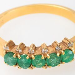 K18 エメラルド・ダイヤモンド 一文字リング 品番r22-77