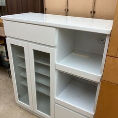 通販家具 キッチンカウンター キッチンボード フェリーチェWH 100レンジNo.219● ※現金、クレジット、ぺイペイ、スマホ決済対応※