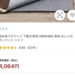 ✨️新品！ニトリ低反発ラグパッド(下敷き専用)【引き取り可能な方限定】決まりました！の画像