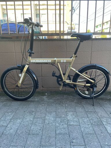 リサイクルショップどりーむ荒田店　No991 エコNo17444X 折りたたみ自転車　HUMMER　ハマー　ギア切り替え付き♪　カッコいいゴールドカラー♪　折りたたみ可能♪