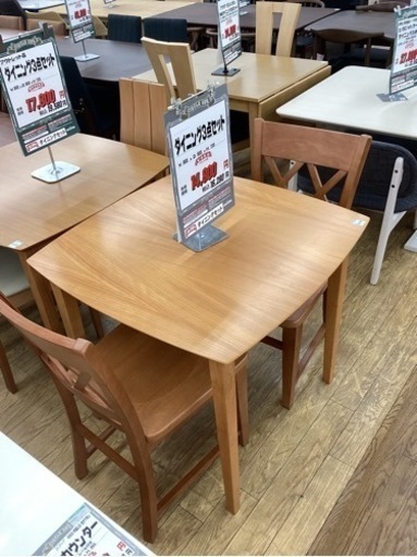 KJ-35【新入荷　リサイクル品】ダイニング3点セット　ナチュラル