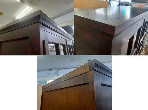 札幌【北海道民芸家具 キャビネット】アンティーク調デザイン 樺材 2枚扉 引出し×2 書庫 本棚 飾り棚 食器棚 北民 ホクミン HO