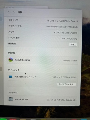 【値下げ】Apple MacBook Air 13インチ 2018 充電器付き