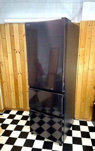 冷蔵庫　HITACHI R-V38RV(K)2021年製　375L　ブラック　3ドア　うるおいチルド　キッチン　料理　家族