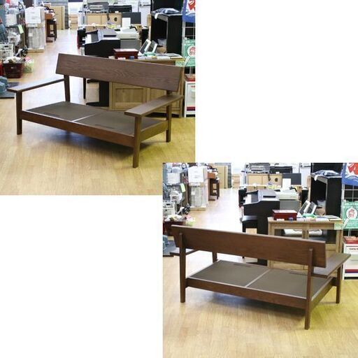 飛騨産業 ALMO 2人掛けソファ 幅148×奥行76×高さ72/座面高37cm RK117W ブラウン系 布地 木製フレーム キツツ