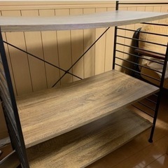 本棚 食器棚 3段 おしゃれ ハンガーラック レンジ台 収納棚 ...