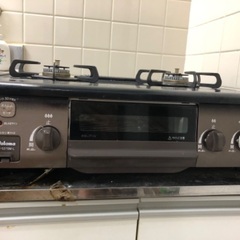 【二口ガステーブル】中古・魚焼きグリル未使用・都市ガス・左強火【値下げ交渉可】の画像