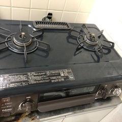 【二口ガステーブル】中古・魚焼きグリル未使用・都市ガス・左強火【値下げ交渉可】の画像
