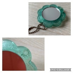 ディズニー アリエル 手鏡 スライド式コーム付き コンパクトミラー チェーン付きの画像