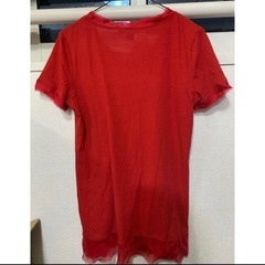 美品★ダナキャランDKNY シルク裁ち切りプリーツTシャツの画像