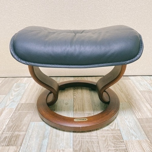良品】エコーネス EKORNES 本革レザー オットマン 前後可動式 ブラウン