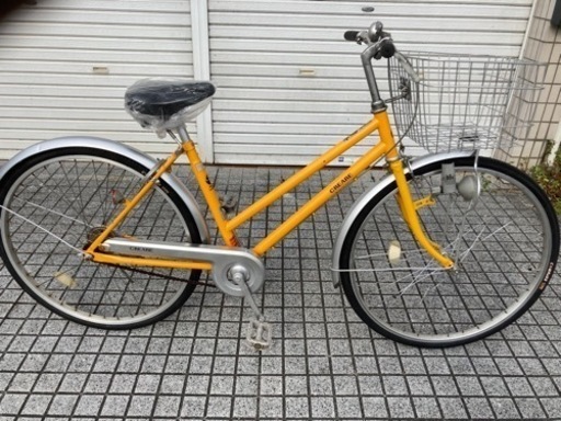 【26インチ自転車】美品❗️変速なし　前後タイヤ、チューブ、サドル、前かご、鍵新品❗️スペアキーあり　若林自転車　膳所店　SALE中❗️