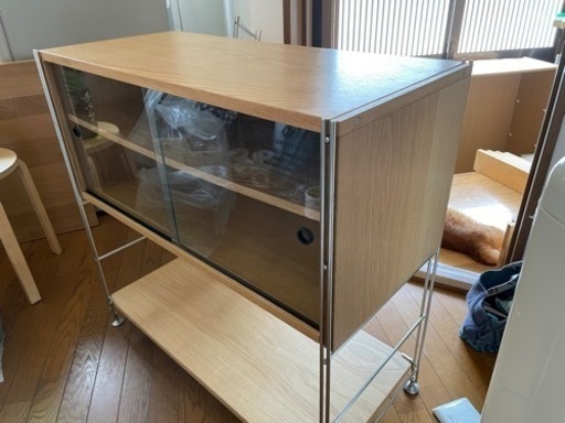 【無印良品】ステンレスユニットシェルフ・ボックス・ガラス引き戸・オーク材