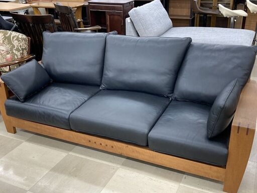 3人掛けソファー　BOSCO レザー×木製