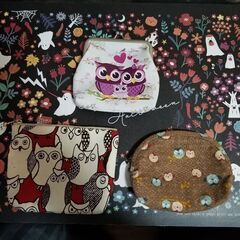 商談中。不要品大量出品中！縁起物。早い者勝ち！フクロウがま口3点...