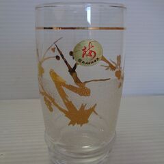 ★カメイガラス　梅　冷茶セット　5客揃　金彩　グラス　タンブラー　コップ　コースター　茶托　元箱　昭和レトロの画像