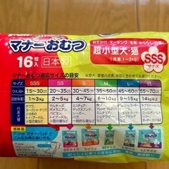 ペット　マナーおむつ　SSSサイズ　１〜3キロ用の画像