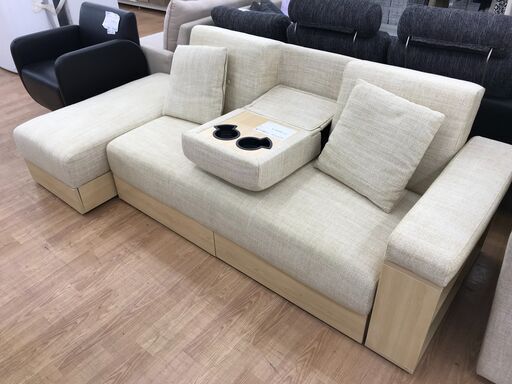 ★ジモティ割あり★  カウチソファー アイボリー H73×W210×D75 クリーニング済み KJ3328