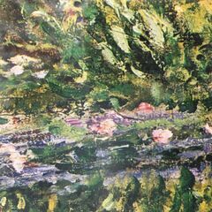 【ジャングルジャングル岸和田店】唾蓮と橋 絵画 　73×73cmの画像
