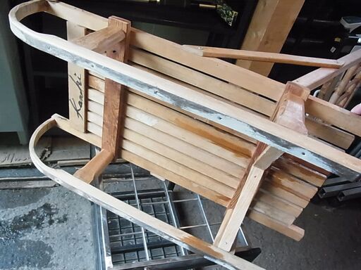 木製そり背もたれ付き手押しスノースレッドレトロ乗用玩具雪遊びソリ