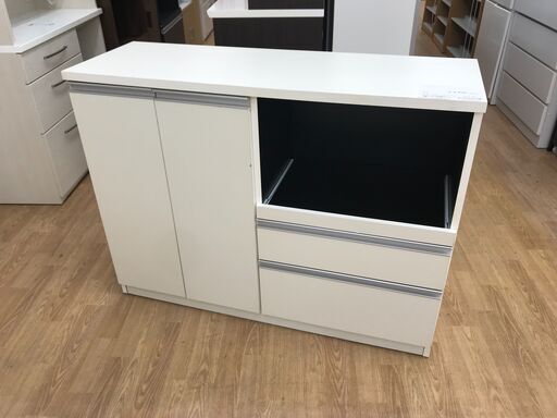 ★ジモティ割あり★  レンジ台 ホワイト・アイボリー H90×W120×D40 クリーニング済み KJ3338