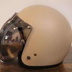 バイク用ヘルメット★人気ジェットヘル★ヴィンテージモカブラウン★バブルシールド付き★ほぼ未使用品の画像