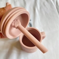 2こセット！ ベビー ソフト トレーニング カップ 水筒 ストロー付きの画像