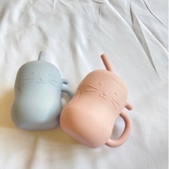 2こセット！ ベビー ソフト トレーニング カップ 水筒 ストロー付きの画像