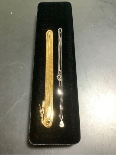 6面w喜平ネックレス/雫型ダイヤモンドネックレスのセット