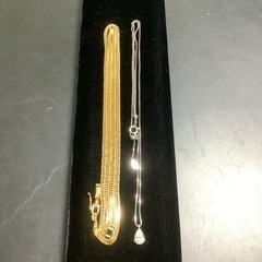 6面w喜平ネックレス/雫型ダイヤモンドネックレスのセット