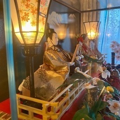 美品☆親王飾☆しあわせ雛☆オルゴール付き ひな人形 宝山作 ガラスケース