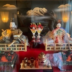 美品☆親王飾☆しあわせ雛☆オルゴール付き ひな人形 宝山作 ガラスケース