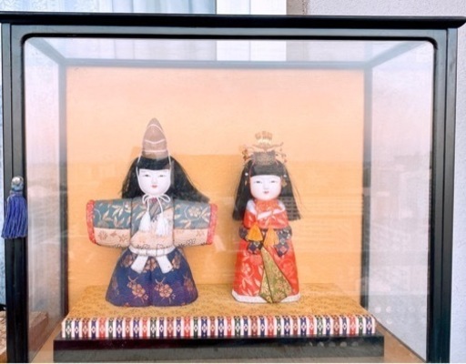 オンライン ☆親王飾り 日本人形 伝統 ガラスケース入
