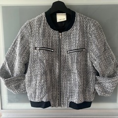 ジュエリウム　ジップアップツイードブルゾン ジャンパー　サイズFの画像