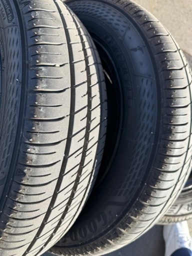 【最終値下げ】GOODYEAR 155/65R13 ラジアルタイヤホイールセット ホイールカバー付き 純正鉄ホイール