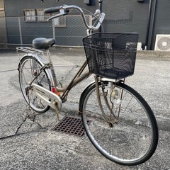 ママチャリ自転車 27インチ身長160-175cm 変速機/ライト/カゴ/カギ付の画像