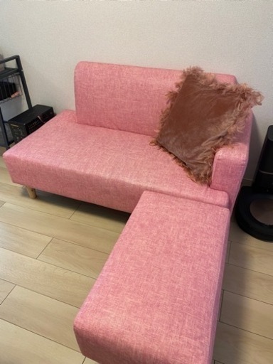 ソファ　ソファー　ピンク　オットマン付き