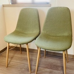 【値下げしました】シェルチェア 木製脚 布張り×2
