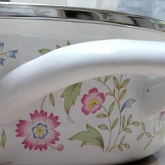 両手鍋　ホーロー　エジリールピナス　花柄　未使用品の画像