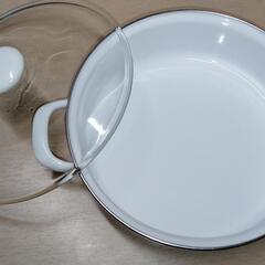 両手鍋　ホーロー　エジリールピナス　花柄　未使用品の画像