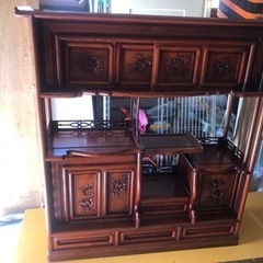 リサイクルサービス八光】幅121㎝ 唐木家具 花梨無垢材 飾り棚/茶棚