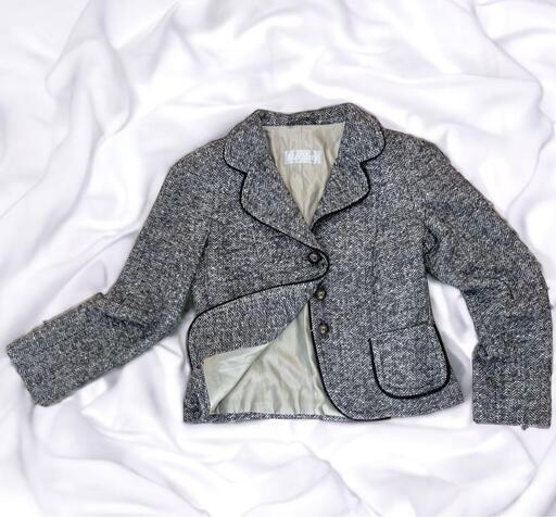 美品 マックスマーラ アルパカ・モヘヤ混 ショート ヘリンボーン 銀タグ