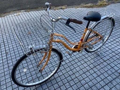 【26インチ自転車】日本製　変速なし　ファミリーサイクル　大きめ前かご、鍵新品❗️スペアキーあり　若林自転車　浜大津店　SALE中❗️