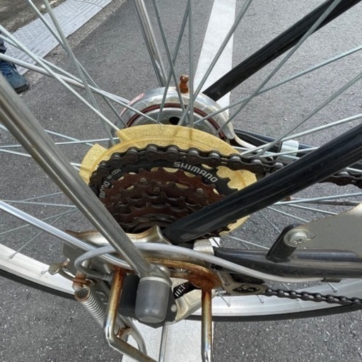 f●■マルキン自転車26インチ ６段変速ギア オートライト/ブラック＆シルバー【譲渡証明書あり】