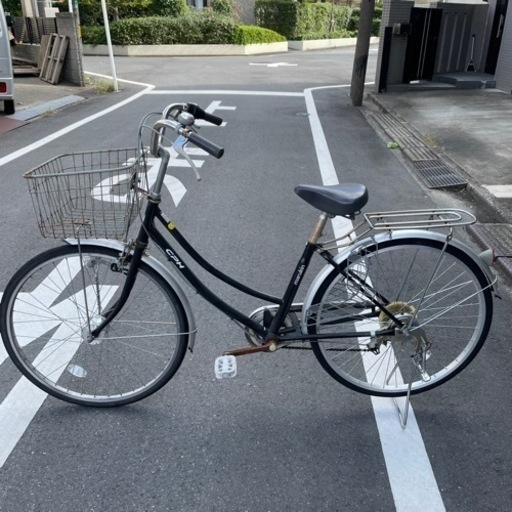 f●■マルキン自転車26インチ ６段変速ギア オートライト/ブラック＆シルバー【譲渡証明書あり】