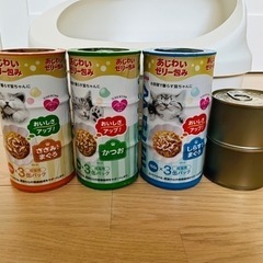 猫　ユニ・チャーム　デオトイレ　ハーフカバー　アイボリー　猫缶付きの画像