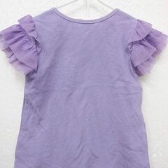 シューラルー SHOO・LA・RUE 女児 半袖カットソー Tシャツ チュール袖 リボンモチーフ 紫 パープル 120サイズ の画像