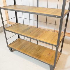 Journal Standard Furniture(ジャーナルスタンダードファニチャー)CALVI(カルビ)シェルフ。オーク材の風合いと鉄のダメージ感を生かしたヴィンテージテイストオープンシェルフ♪DJ233