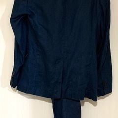 H&M リネン スーツ ジャケット パンツ ネイビー 紺 ズボンの画像
